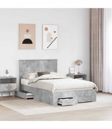 vidaXL Bed Frame Concrete Grey 120 x 190 cm Engineered Wood