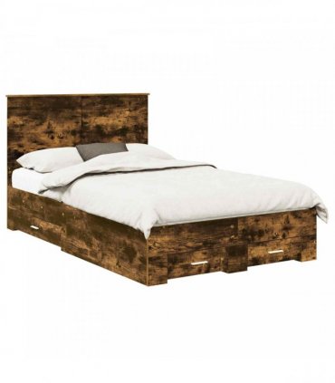 vidaXL Bed Frame Smoked Oak 120 x 190 cm Engineered Wood