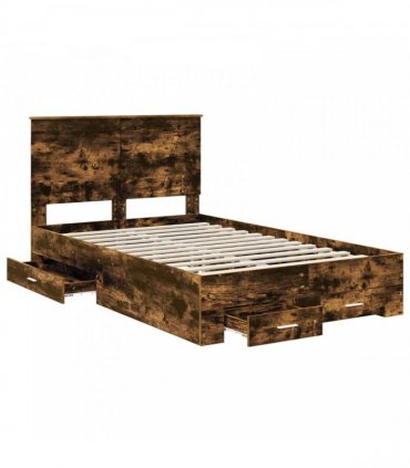 vidaXL Bed Frame Smoked Oak 120 x 190 cm Engineered Wood