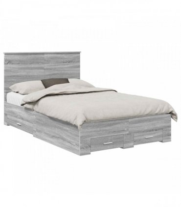 vidaXL Bed Frame Grey Sonoma 120 x 190 cm Engineered Wood