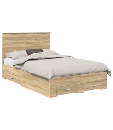 vidaXL Bed Frame with Drawer Sonoma Oak 120 x 200 cm Engineered Wood