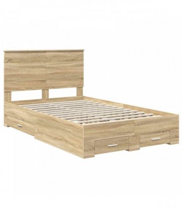 vidaXL Bed Frame with Drawer Sonoma Oak 120 x 200 cm Engineered Wood
