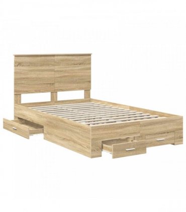vidaXL Bed Frame with Drawer Sonoma Oak 120 x 200 cm Engineered Wood