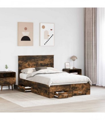 vidaXL Bed Frame Smoked Oak 120 x 200 cm Engineered Wood