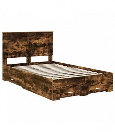 vidaXL Bed Frame Smoked Oak 120 x 200 cm Engineered Wood