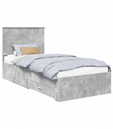 vidaXL Bed Frame Concrete Grey 100 x 200 cm Engineered Wood