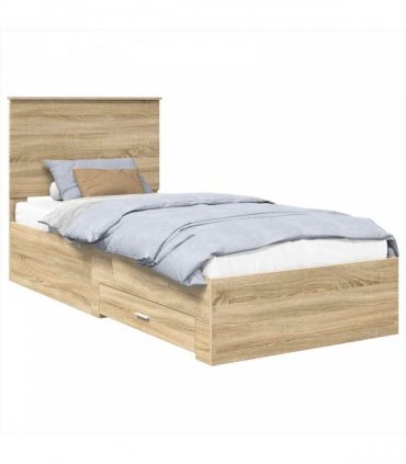 vidaXL Bed Frame with Drawer Sonoma Oak 90 x 190 cm Engineered Wood