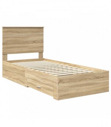 vidaXL Bed Frame with Drawer Sonoma Oak 90 x 190 cm Engineered Wood