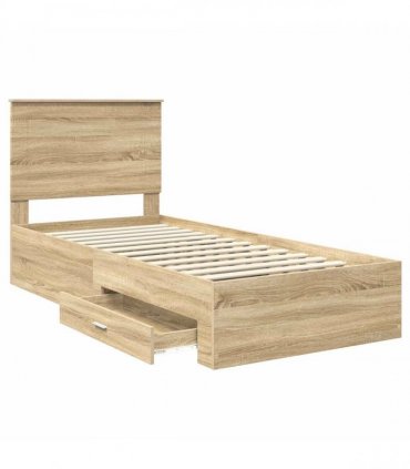 vidaXL Bed Frame with Drawer Sonoma Oak 90 x 190 cm Engineered Wood