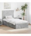 vidaXL Bed Frame with Drawer Concrete Grey 90 x 190 cm Engineered Wood