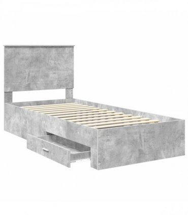 vidaXL Bed Frame with Drawer Concrete Grey 90 x 190 cm Engineered Wood