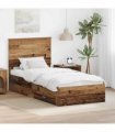 vidaXL Bed Frame with Drawer Old Wood 90 x 190 cm Engineered Wood