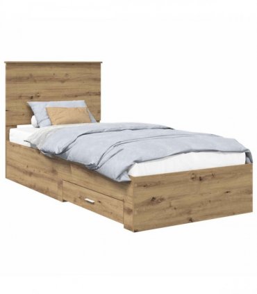 vidaXL Bed Frame with Drawer Artisan Oak 90 x 190 cm Engineered Wood