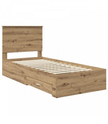 vidaXL Bed Frame with Drawer Artisan Oak 90 x 190 cm Engineered Wood