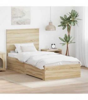 vidaXL Bed Frame with Drawer Sonoma Oak 90 x 200 cm Engineered Wood