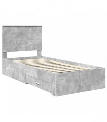 vidaXL Bed Frame with Drawer Concrete Grey 90 x 200 cm Engineered Wood