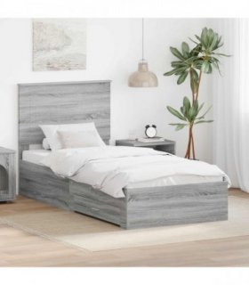 vidaXL Bed Frame Grey Sonoma 90 x 200 cm Engineered Wood