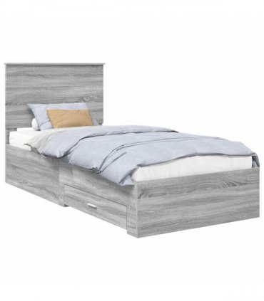 vidaXL Bed Frame Grey Sonoma 90 x 200 cm Engineered Wood
