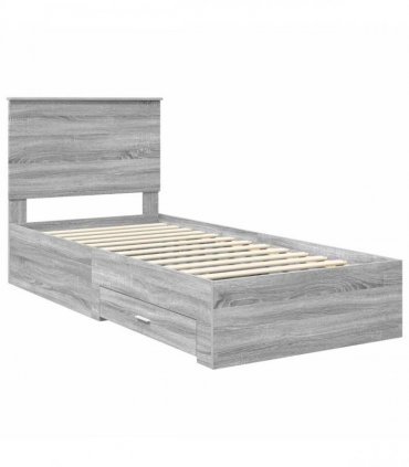 vidaXL Bed Frame Grey Sonoma 90 x 200 cm Engineered Wood