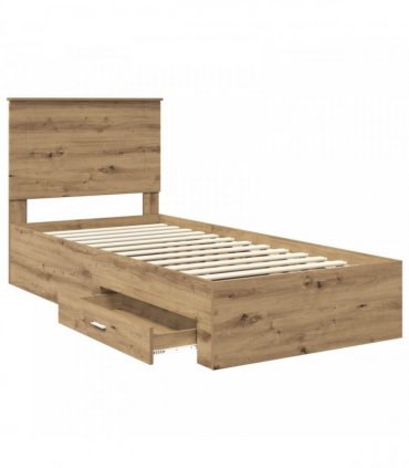 vidaXL Bed Frame with Drawer Artisan Oak 90 x 200 cm Engineered Wood