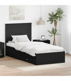 vidaXL Bed Frame Black and Silver 75 x 190 cm Engineered Wood