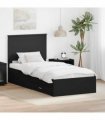 vidaXL Bed Frame Black and Silver 75 x 190 cm Engineered Wood
