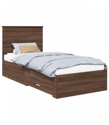 vidaXL Bed Frame Brown Oak and Silver 75 x 190 cm Engineered Wood