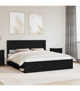 vidaXL Bed Frame Plain with Storage Black 200 x 200 cm Solid Pine Wood