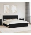 vidaXL Bed Frame Plain with Storage Black 200 x 200 cm Solid Pine Wood