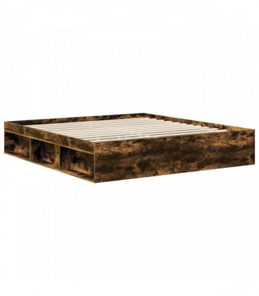 vidaXL Bed Frame with Storage Smoked Oak 180 x 200 cm Solid Pine Wood