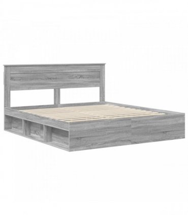 vidaXL Bed Frame with Storage Grey Sonoma 180 x 200 cm Solid Pine Wood