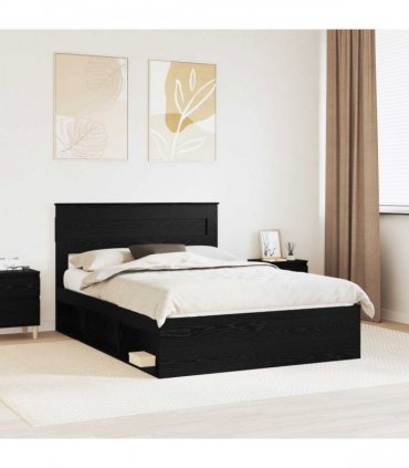 vidaXL Bed Frame Black Oak 150 x 200 cm Engineered Wood