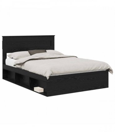 vidaXL Bed Frame Black Oak 150 x 200 cm Engineered Wood