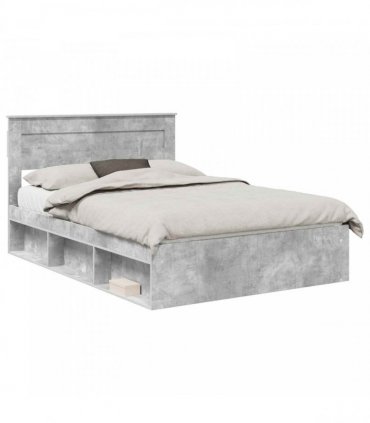 vidaXL Bed Frame Plain Concerte Grey 150 x 200 cm Solid Pine Wood