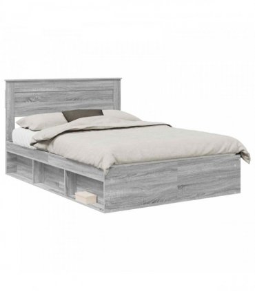 vidaXL Bed Frame Grey Sonoma 140 x 190 cm Engineered Wood