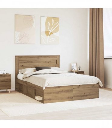 vidaXL Bed Frame Artisan-Eiche 140 x 190 cm Engineered Wood