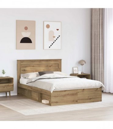 vidaXL Bed Frame Artisan-Eiche 140 x 190 cm Engineered Wood