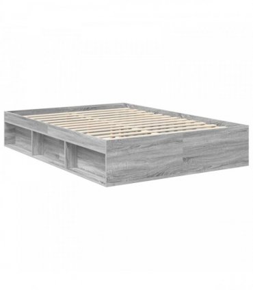 vidaXL Bed Frame Grey Sonoma 140 x 200 cm Engineered Wood