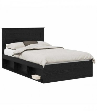 vidaXL Bed Frame Black Oak 135 x 190 cm Engineered Wood