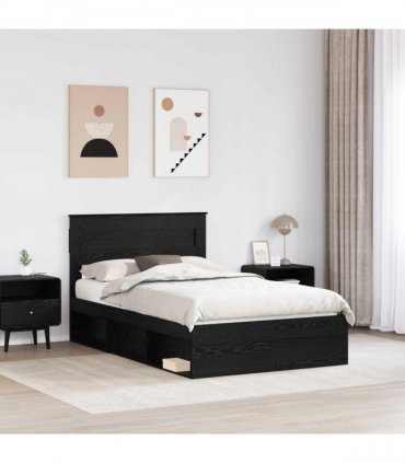 vidaXL Bed Frame Black Oak 135 x 190 cm Engineered Wood