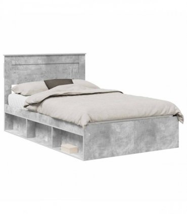 vidaXL Bed Frame Concerte Grey 135 x 190 cm Solid Pine Wood