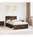 vidaXL Bed Frame Smoked Oak 135 x 190 cm Engineered Wood