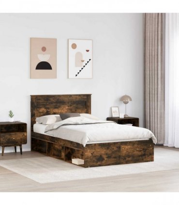 vidaXL Bed Frame Smoked Oak 120 x 190 cm Engineered Wood