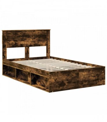 vidaXL Bed Frame Smoked Oak 120 x 190 cm Engineered Wood