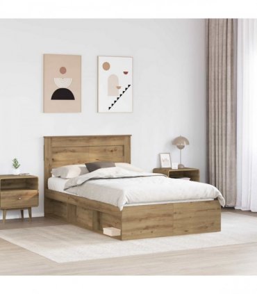 vidaXL Bed Frame Artisan-Eiche 120 x 190 cm Engineered Wood
