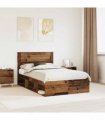 vidaXL Bed Frame with Headboard Old Wood 120 x 200 cm Solid Pine Wood