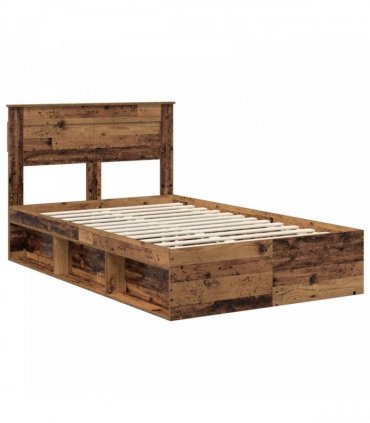 vidaXL Bed Frame with Headboard Old Wood 120 x 200 cm Solid Pine Wood