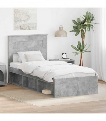 vidaXL Bed Frame Plain Concerte Grey 100 x 200 cm Solid Pine Wood