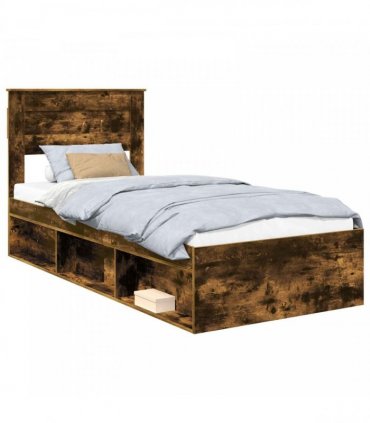 vidaXL Bed Frame Smoked Oak 100 x 200 cm Engineered Wood