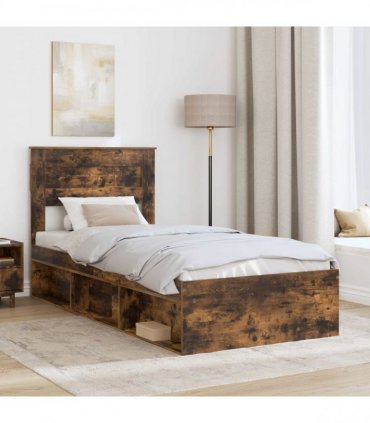 vidaXL Bed Frame Smoked Oak 100 x 200 cm Engineered Wood